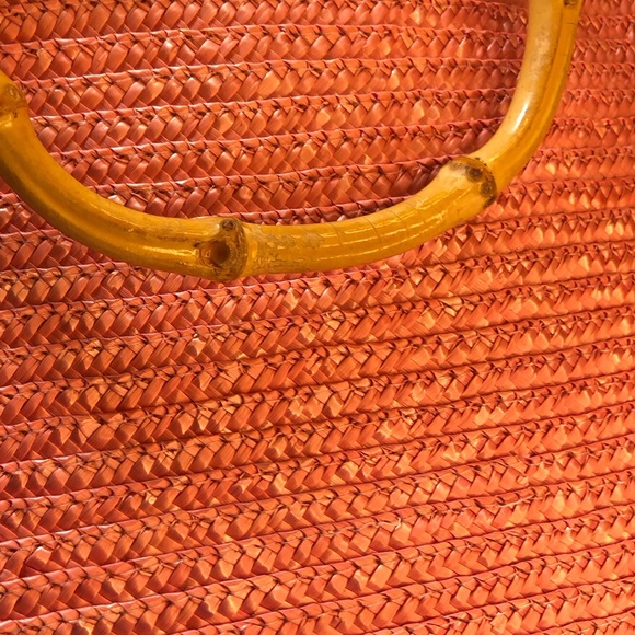 Vintage St John’s Bay’s Pink Straw Purse With Bamboo Handles. - Picture 5 of 10